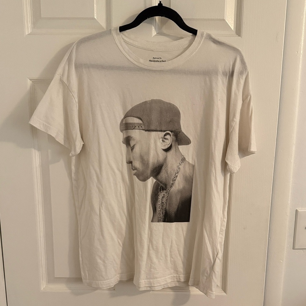 Abercrombie White Tupac Graphic T-Shirt